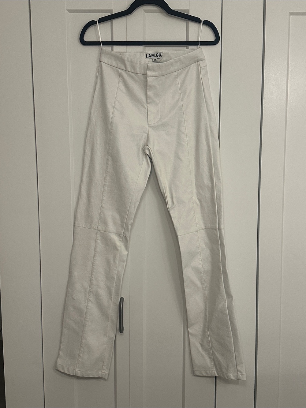 I.AM.GIA White Faux-Leather Flared Trousers XS White